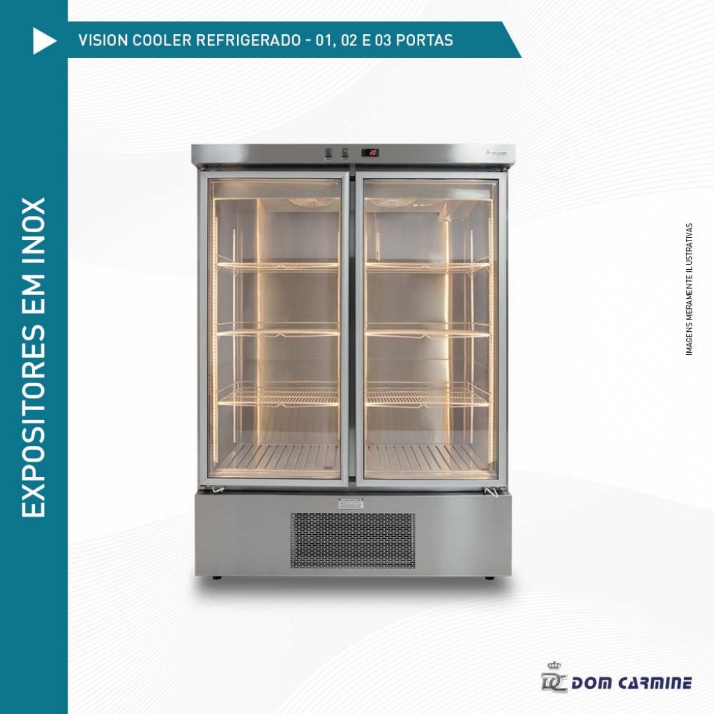 expositores em inox vision cooler refrigerado 12 e 3 portas dom carmine refrigeracao industrial refrigeracao comercial cozinha industrial domni